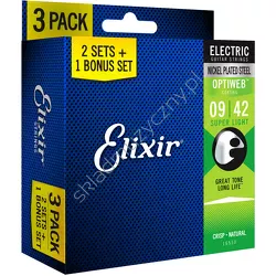 Elixir 16550 Optiweb 3-Pack ][ Struny do gitary elektrycznej 9-42